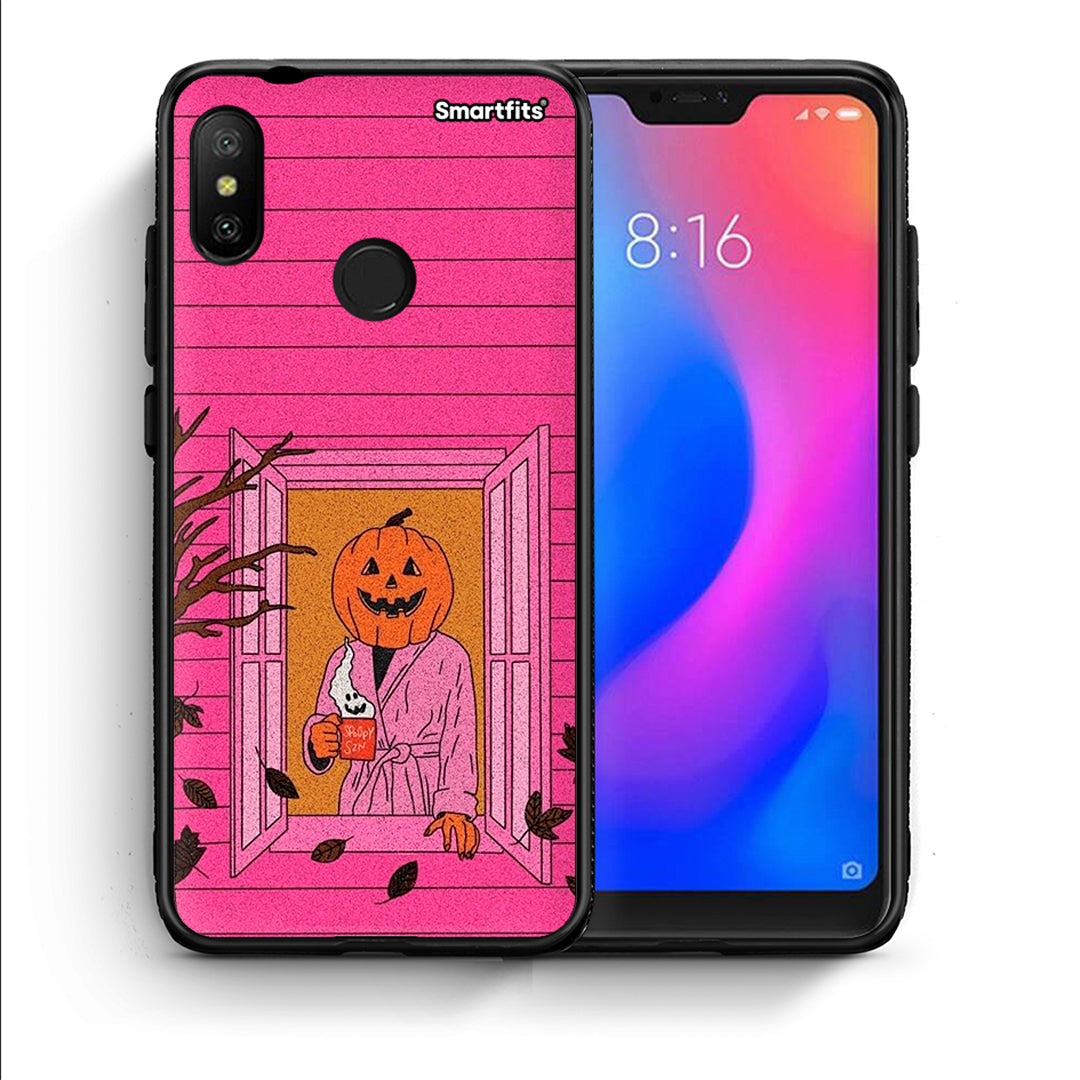 Θήκη Xiaomi Mi A2 Lite Halloween Pumpkin Lady από τη Smartfits με σχέδιο στο πίσω μέρος και μαύρο περίβλημα | Xiaomi Mi A2 Lite Halloween Pumpkin Lady case with colorful back and black bezels