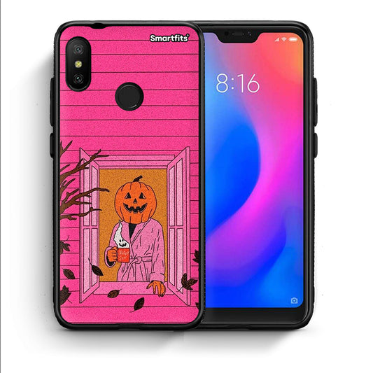 Θήκη Xiaomi Mi A2 Lite Halloween Pumpkin Lady από τη Smartfits με σχέδιο στο πίσω μέρος και μαύρο περίβλημα | Xiaomi Mi A2 Lite Halloween Pumpkin Lady case with colorful back and black bezels