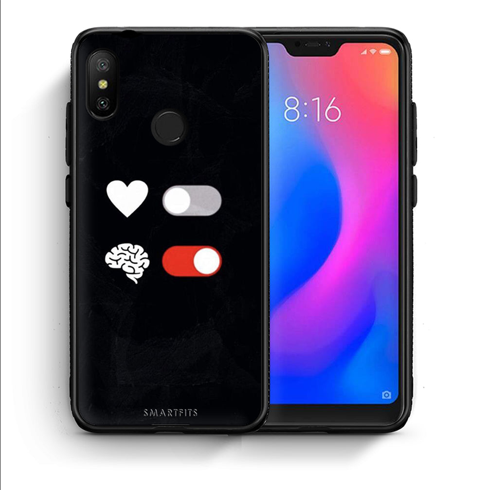 Θήκη Αγίου Βαλεντίνου Xiaomi Mi A2 Lite Heart Vs Brain από τη Smartfits με σχέδιο στο πίσω μέρος και μαύρο περίβλημα | Xiaomi Mi A2 Lite Heart Vs Brain case with colorful back and black bezels