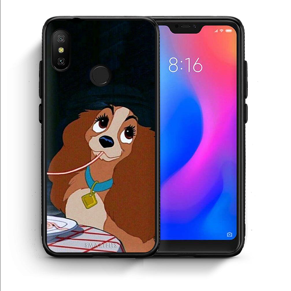 Θήκη Αγίου Βαλεντίνου Xiaomi Mi A2 Lite Lady And Tramp 2 από τη Smartfits με σχέδιο στο πίσω μέρος και μαύρο περίβλημα | Xiaomi Mi A2 Lite Lady And Tramp 2 case with colorful back and black bezels