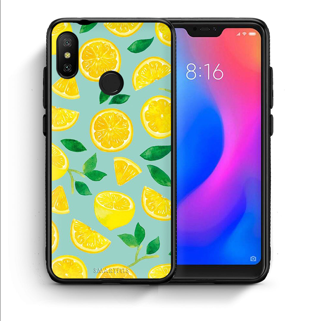 Θήκη Xiaomi Mi A2 Lite Lemons από τη Smartfits με σχέδιο στο πίσω μέρος και μαύρο περίβλημα | Xiaomi Mi A2 Lite Lemons case with colorful back and black bezels