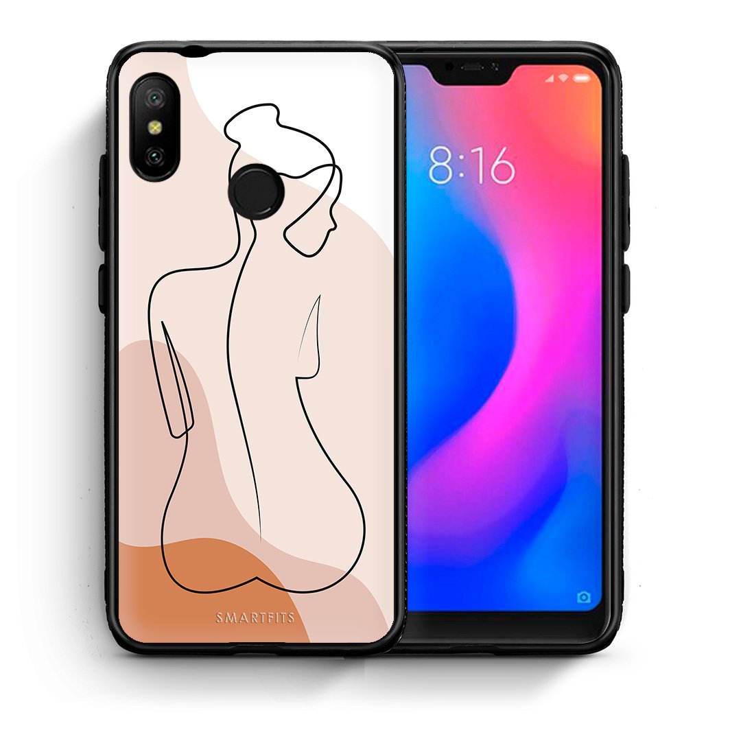 Θήκη Xiaomi Mi A2 Lite LineArt Woman από τη Smartfits με σχέδιο στο πίσω μέρος και μαύρο περίβλημα | Xiaomi Mi A2 Lite LineArt Woman case with colorful back and black bezels
