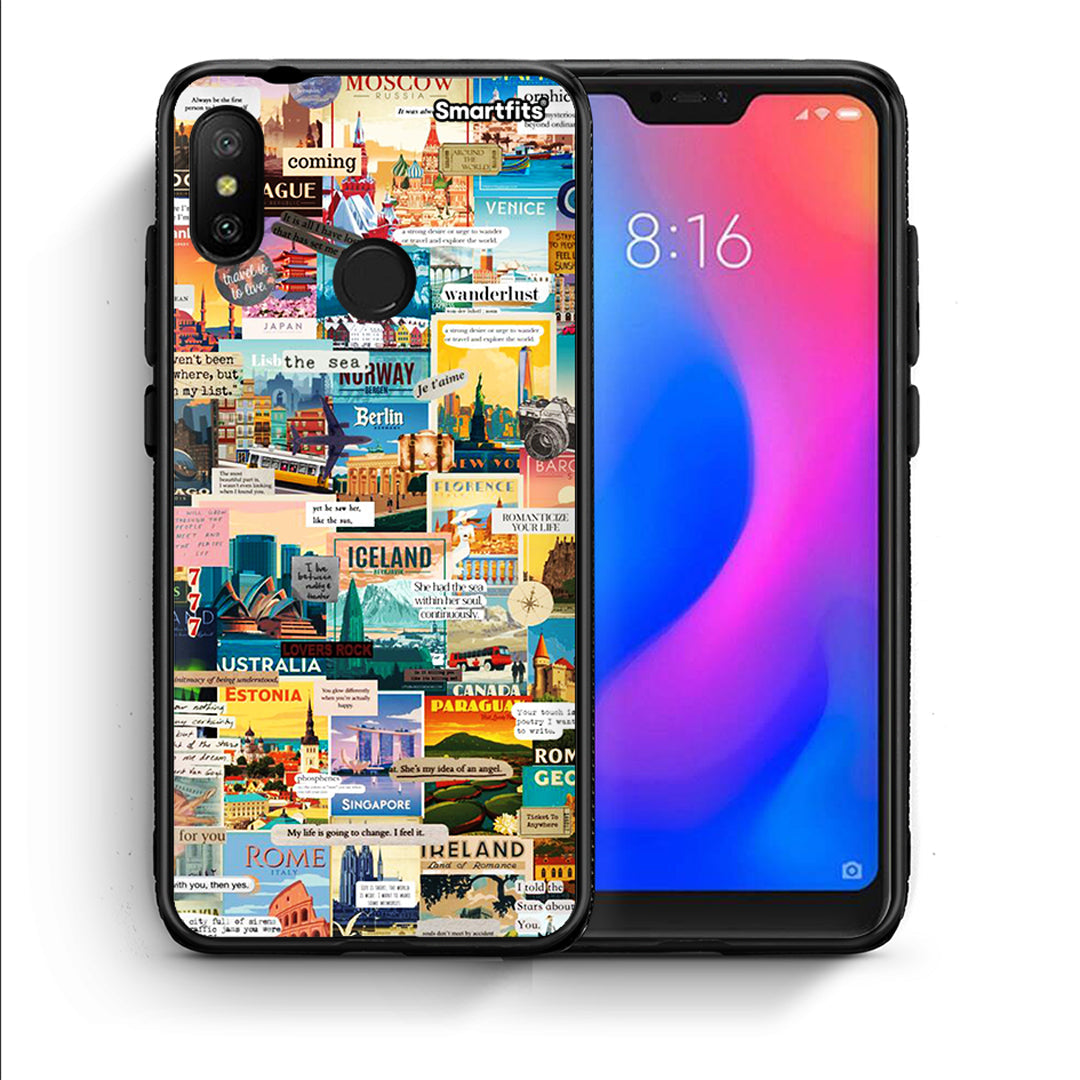 Θήκη Xiaomi Mi A2 Lite Live To Travel από τη Smartfits με σχέδιο στο πίσω μέρος και μαύρο περίβλημα | Xiaomi Mi A2 Lite Live To Travel case with colorful back and black bezels