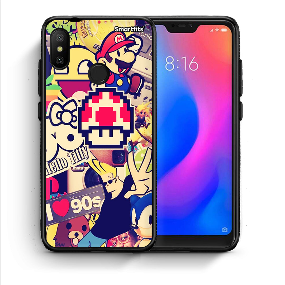 Θήκη Xiaomi Mi A2 Lite Love The 90s από τη Smartfits με σχέδιο στο πίσω μέρος και μαύρο περίβλημα | Xiaomi Mi A2 Lite Love The 90s case with colorful back and black bezels