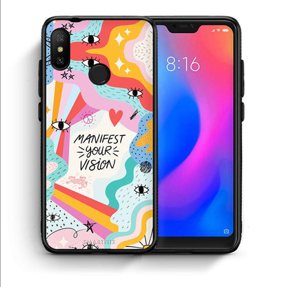 Θήκη Xiaomi Mi A2 Lite Manifest Your Vision από τη Smartfits με σχέδιο στο πίσω μέρος και μαύρο περίβλημα | Xiaomi Mi A2 Lite Manifest Your Vision case with colorful back and black bezels