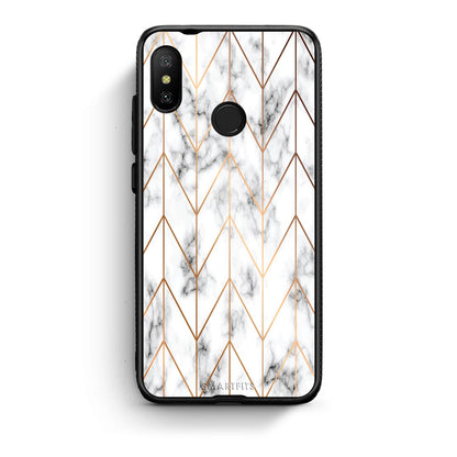 44 - Xiaomi Mi A2 Lite  Gold Geometric Marble case, cover, bumper