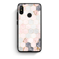 Thumbnail for 4 - Xiaomi Mi A2 Lite Hexagon Pink Marble case, cover, bumper