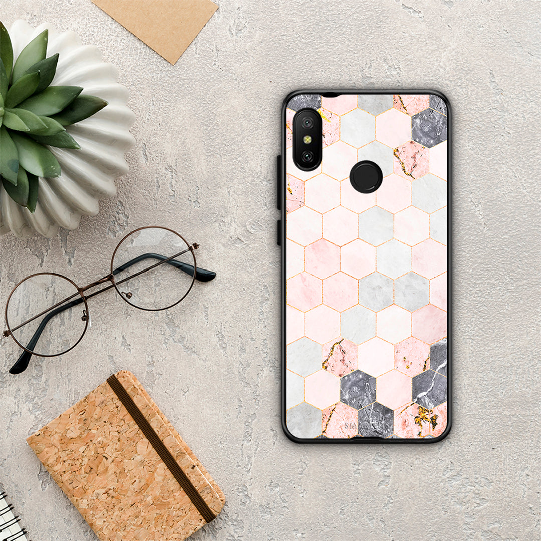 Marble Hexagon Pink - Xiaomi Mi A2 Lite θήκη