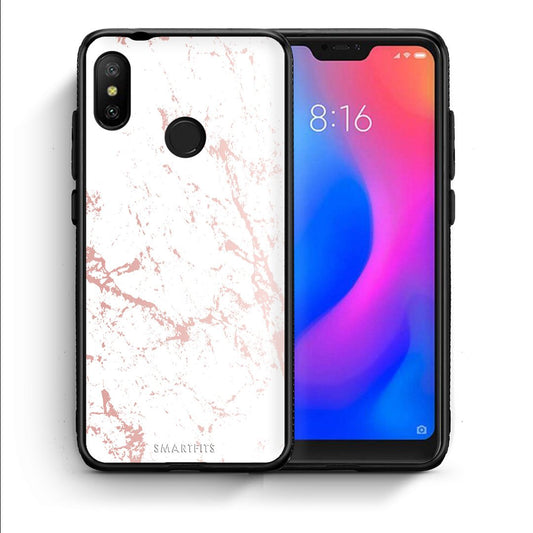 Θήκη Xiaomi Mi A2 Lite Pink Splash Marble από τη Smartfits με σχέδιο στο πίσω μέρος και μαύρο περίβλημα | Xiaomi Mi A2 Lite Pink Splash Marble case with colorful back and black bezels
