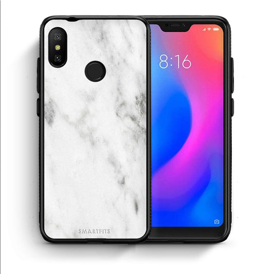 Θήκη Xiaomi Mi A2 Lite White Marble από τη Smartfits με σχέδιο στο πίσω μέρος και μαύρο περίβλημα | Xiaomi Mi A2 Lite White Marble case with colorful back and black bezels