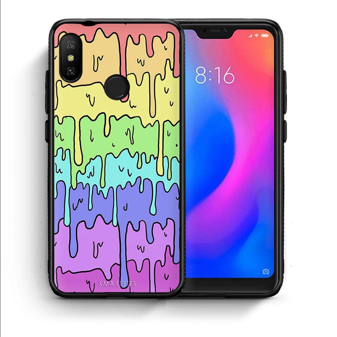 Θήκη Xiaomi Mi A2 Lite Melting Rainbow από τη Smartfits με σχέδιο στο πίσω μέρος και μαύρο περίβλημα | Xiaomi Mi A2 Lite Melting Rainbow case with colorful back and black bezels