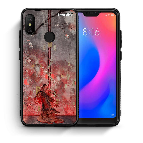 Θήκη Xiaomi Mi A2 Lite Nezuko Kamado από τη Smartfits με σχέδιο στο πίσω μέρος και μαύρο περίβλημα | Xiaomi Mi A2 Lite Nezuko Kamado case with colorful back and black bezels