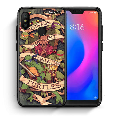 Θήκη Xiaomi Mi A2 Lite Ninja Turtles από τη Smartfits με σχέδιο στο πίσω μέρος και μαύρο περίβλημα | Xiaomi Mi A2 Lite Ninja Turtles case with colorful back and black bezels