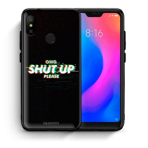 Θήκη Xiaomi Mi A2 Lite OMG ShutUp από τη Smartfits με σχέδιο στο πίσω μέρος και μαύρο περίβλημα | Xiaomi Mi A2 Lite OMG ShutUp case with colorful back and black bezels