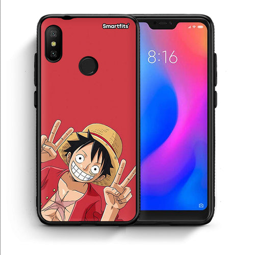 Θήκη Xiaomi Mi A2 Lite Pirate Luffy από τη Smartfits με σχέδιο στο πίσω μέρος και μαύρο περίβλημα | Xiaomi Mi A2 Lite Pirate Luffy case with colorful back and black bezels