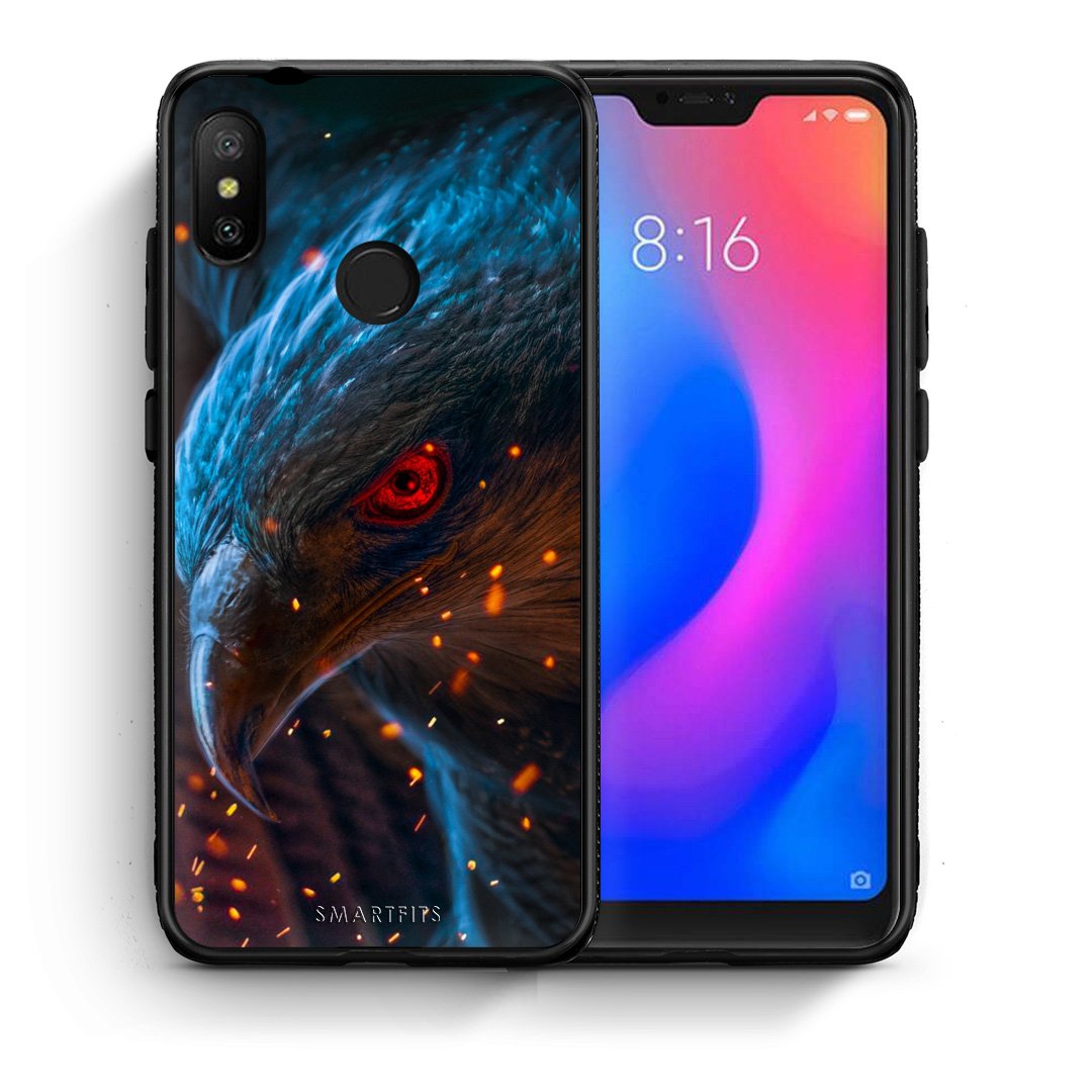 Θήκη Xiaomi Mi A2 Lite Eagle PopArt από τη Smartfits με σχέδιο στο πίσω μέρος και μαύρο περίβλημα | Xiaomi Mi A2 Lite Eagle PopArt case with colorful back and black bezels