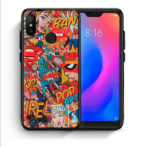 Θήκη Xiaomi Mi A2 Lite PopArt OMG από τη Smartfits με σχέδιο στο πίσω μέρος και μαύρο περίβλημα | Xiaomi Mi A2 Lite PopArt OMG case with colorful back and black bezels