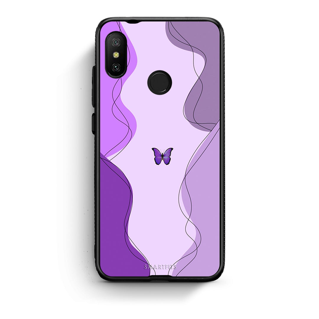 Xiaomi Mi A2 Lite Purple Mariposa Θήκη Αγίου Βαλεντίνου από τη Smartfits με σχέδιο στο πίσω μέρος και μαύρο περίβλημα | Smartphone case with colorful back and black bezels by Smartfits