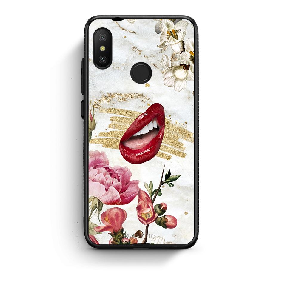 Xiaomi Mi A2 Lite Red Lips θήκη από τη Smartfits με σχέδιο στο πίσω μέρος και μαύρο περίβλημα | Smartphone case with colorful back and black bezels by Smartfits