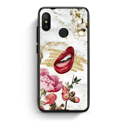 Xiaomi Mi A2 Lite Red Lips θήκη από τη Smartfits με σχέδιο στο πίσω μέρος και μαύρο περίβλημα | Smartphone case with colorful back and black bezels by Smartfits
