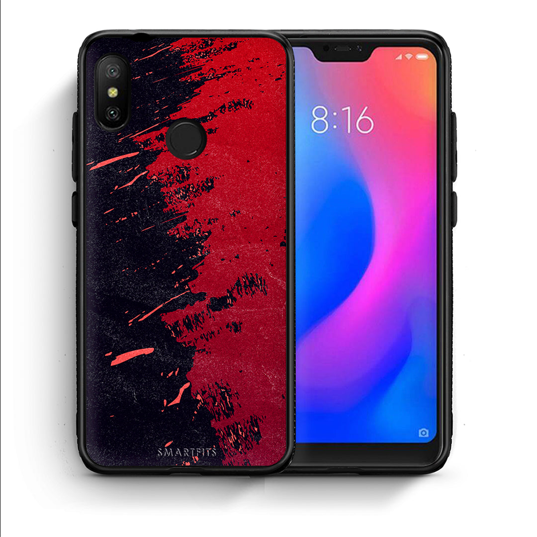 Θήκη Αγίου Βαλεντίνου Xiaomi Mi A2 Lite Red Paint από τη Smartfits με σχέδιο στο πίσω μέρος και μαύρο περίβλημα | Xiaomi Mi A2 Lite Red Paint case with colorful back and black bezels