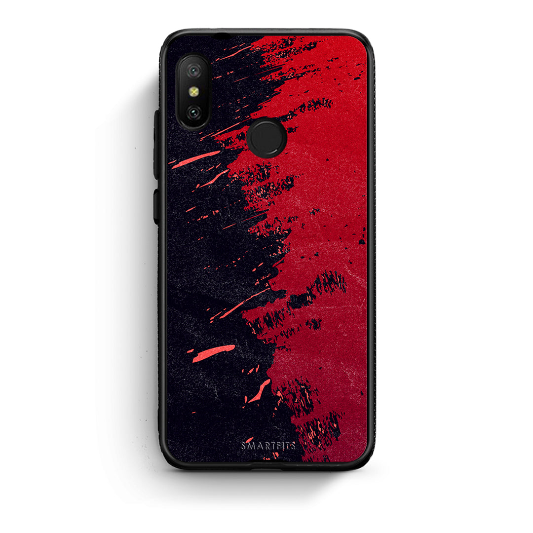 Xiaomi Mi A2 Lite Red Paint Θήκη Αγίου Βαλεντίνου από τη Smartfits με σχέδιο στο πίσω μέρος και μαύρο περίβλημα | Smartphone case with colorful back and black bezels by Smartfits
