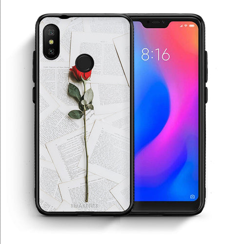 Θήκη Xiaomi Mi A2 Lite Red Rose από τη Smartfits με σχέδιο στο πίσω μέρος και μαύρο περίβλημα | Xiaomi Mi A2 Lite Red Rose case with colorful back and black bezels