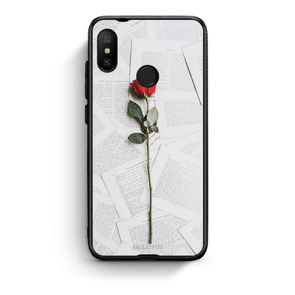 Xiaomi Mi A2 Lite Red Rose θήκη από τη Smartfits με σχέδιο στο πίσω μέρος και μαύρο περίβλημα | Smartphone case with colorful back and black bezels by Smartfits