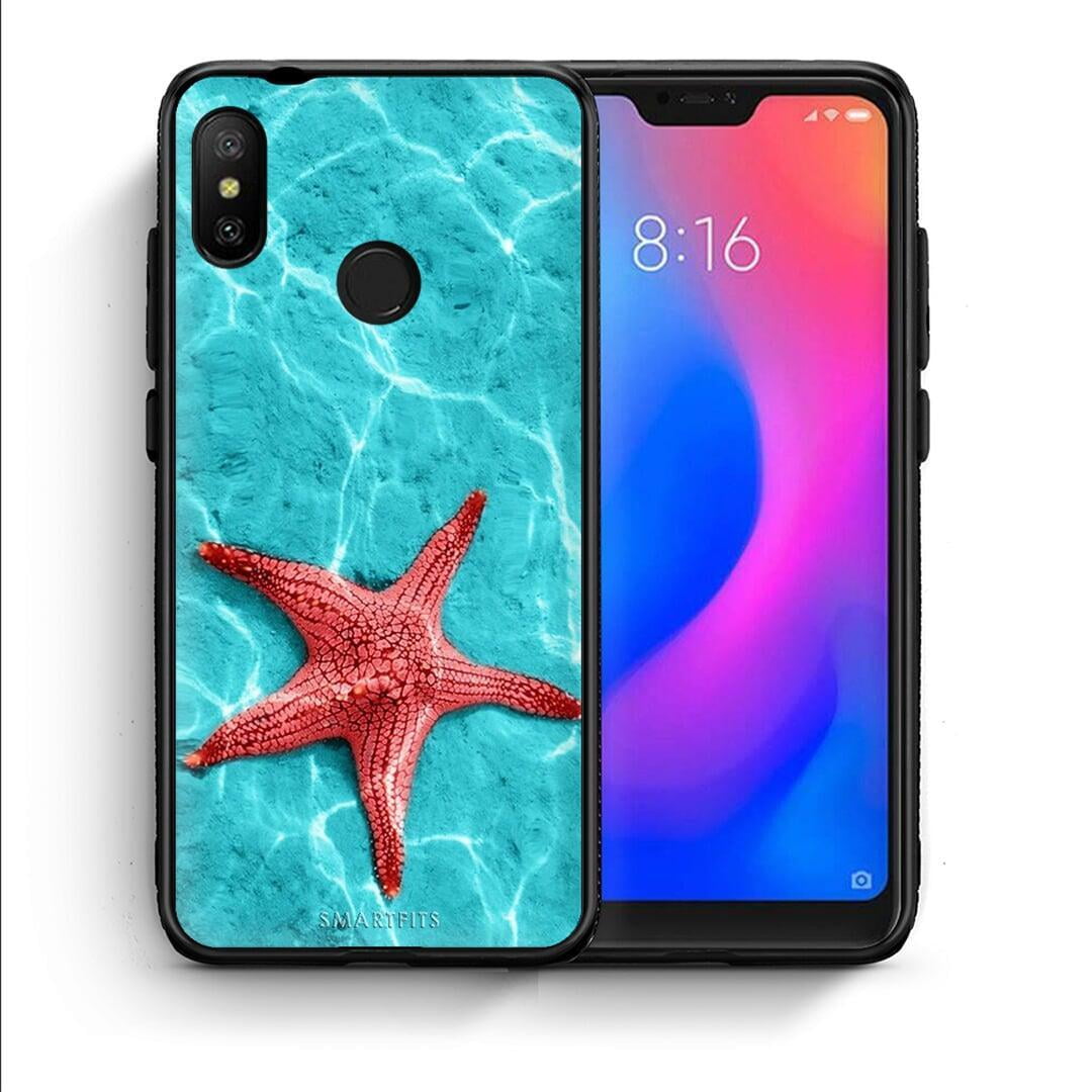Θήκη Xiaomi Mi A2 Lite Red Starfish από τη Smartfits με σχέδιο στο πίσω μέρος και μαύρο περίβλημα | Xiaomi Mi A2 Lite Red Starfish case with colorful back and black bezels