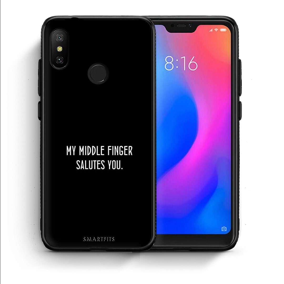 Θήκη Xiaomi Mi A2 Lite Salute από τη Smartfits με σχέδιο στο πίσω μέρος και μαύρο περίβλημα | Xiaomi Mi A2 Lite Salute case with colorful back and black bezels