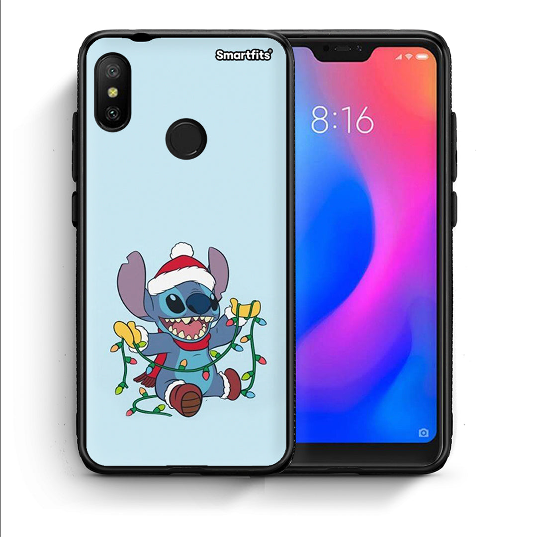 Θήκη Xiaomi Mi A2 Lite Santa Stich από τη Smartfits με σχέδιο στο πίσω μέρος και μαύρο περίβλημα | Xiaomi Mi A2 Lite Santa Stich case with colorful back and black bezels