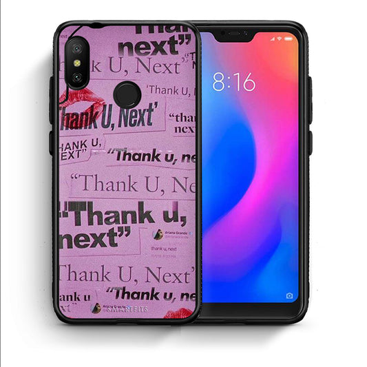 Θήκη Αγίου Βαλεντίνου Xiaomi Mi A2 Lite Thank You Next από τη Smartfits με σχέδιο στο πίσω μέρος και μαύρο περίβλημα | Xiaomi Mi A2 Lite Thank You Next case with colorful back and black bezels
