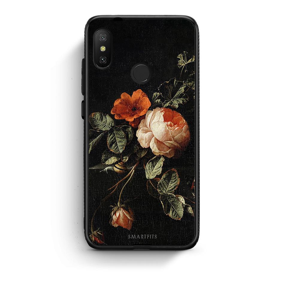 Xiaomi Mi A2 Lite Vintage Roses θήκη από τη Smartfits με σχέδιο στο πίσω μέρος και μαύρο περίβλημα | Smartphone case with colorful back and black bezels by Smartfits
