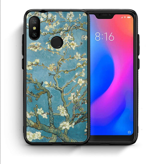 Θήκη Xiaomi Mi A2 Lite White Blossoms από τη Smartfits με σχέδιο στο πίσω μέρος και μαύρο περίβλημα | Xiaomi Mi A2 Lite White Blossoms case with colorful back and black bezels
