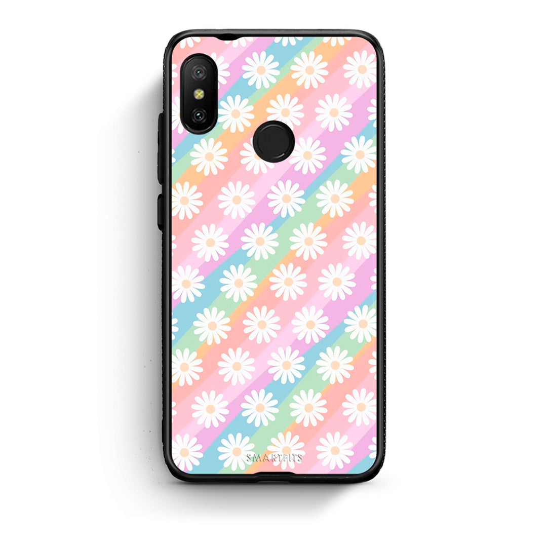 Xiaomi Mi A2 Lite White Daisies θήκη από τη Smartfits με σχέδιο στο πίσω μέρος και μαύρο περίβλημα | Smartphone case with colorful back and black bezels by Smartfits