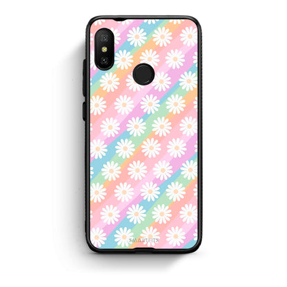 Xiaomi Mi A2 Lite White Daisies θήκη από τη Smartfits με σχέδιο στο πίσω μέρος και μαύρο περίβλημα | Smartphone case with colorful back and black bezels by Smartfits