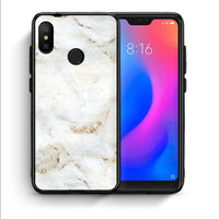 Thumbnail for Θήκη Xiaomi Mi A2 Lite White Gold Marble από τη Smartfits με σχέδιο στο πίσω μέρος και μαύρο περίβλημα | Xiaomi Mi A2 Lite White Gold Marble case with colorful back and black bezels