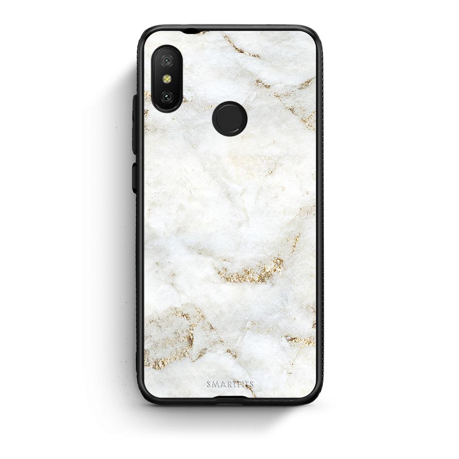 Xiaomi Mi A2 Lite White Gold Marble θήκη από τη Smartfits με σχέδιο στο πίσω μέρος και μαύρο περίβλημα | Smartphone case with colorful back and black bezels by Smartfits