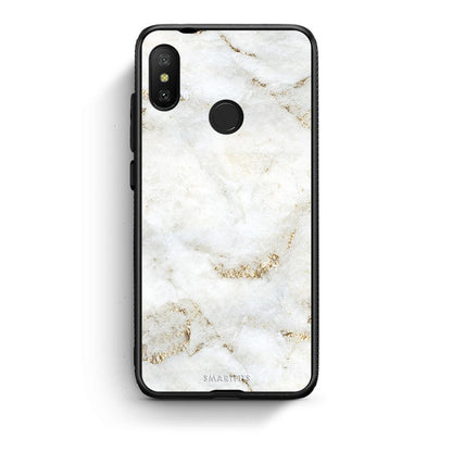 Xiaomi Mi A2 Lite White Gold Marble θήκη από τη Smartfits με σχέδιο στο πίσω μέρος και μαύρο περίβλημα | Smartphone case with colorful back and black bezels by Smartfits