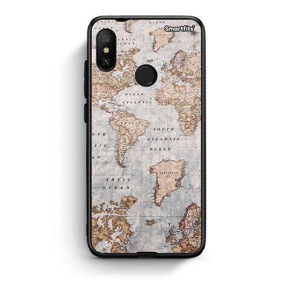 Xiaomi Mi A2 Lite World Map Θήκη από τη Smartfits με σχέδιο στο πίσω μέρος και μαύρο περίβλημα | Smartphone case with colorful back and black bezels by Smartfits