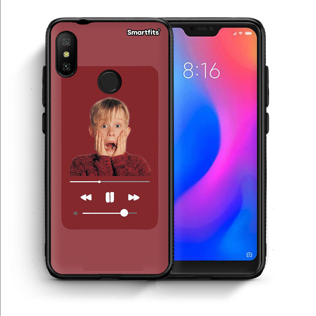 Θήκη Xiaomi Mi A2 Lite Xmas Alone Music από τη Smartfits με σχέδιο στο πίσω μέρος και μαύρο περίβλημα | Xiaomi Mi A2 Lite Xmas Alone Music case with colorful back and black bezels