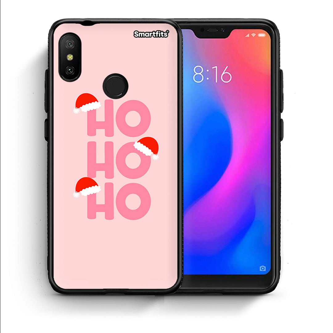 Θήκη Xiaomi Mi A2 Lite Xmas Ho Ho Ho από τη Smartfits με σχέδιο στο πίσω μέρος και μαύρο περίβλημα | Xiaomi Mi A2 Lite Xmas Ho Ho Ho case with colorful back and black bezels