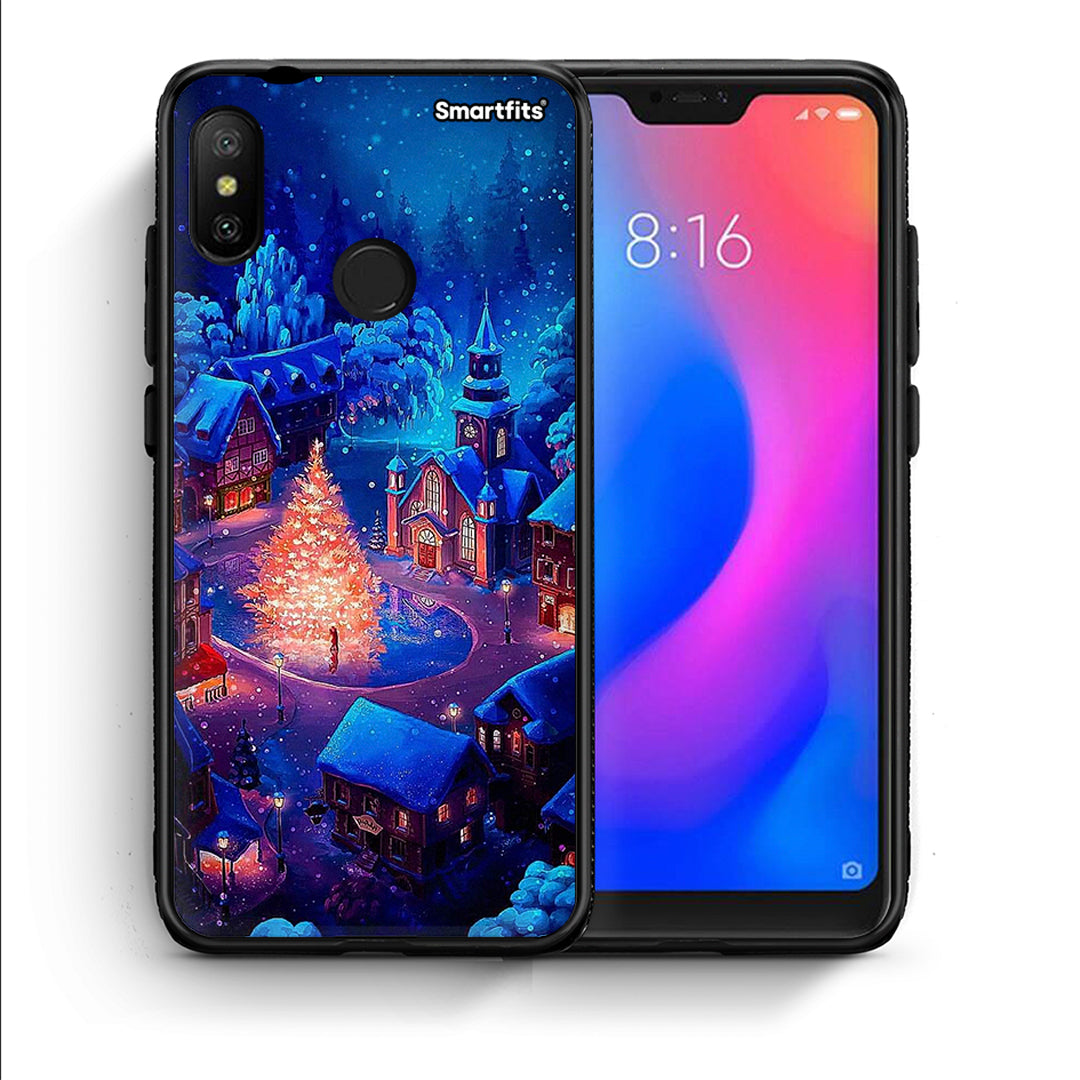 Θήκη Xiaomi Mi A2 Lite Xmas Village από τη Smartfits με σχέδιο στο πίσω μέρος και μαύρο περίβλημα | Xiaomi Mi A2 Lite Xmas Village case with colorful back and black bezels