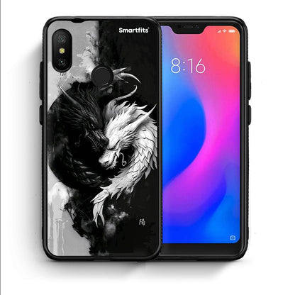 Θήκη Xiaomi Mi A2 Lite Yin Yang από τη Smartfits με σχέδιο στο πίσω μέρος και μαύρο περίβλημα | Xiaomi Mi A2 Lite Yin Yang case with colorful back and black bezels