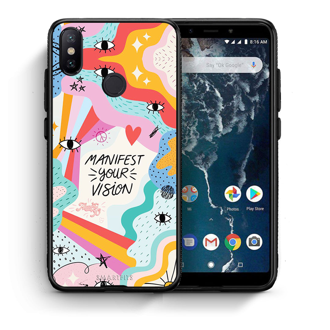 Θήκη Xiaomi Mi A2 Manifest Your Vision από τη Smartfits με σχέδιο στο πίσω μέρος και μαύρο περίβλημα | Xiaomi Mi A2 Manifest Your Vision case with colorful back and black bezels