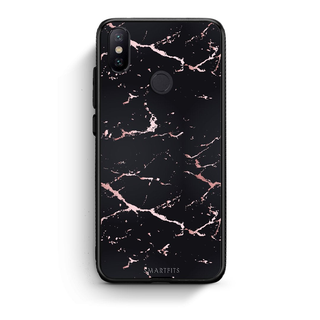 4 - Xiaomi Mi A2  Black Rosegold Marble case, cover, bumper