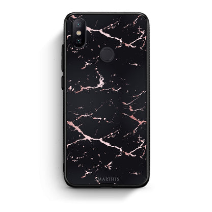 4 - Xiaomi Mi A2  Black Rosegold Marble case, cover, bumper