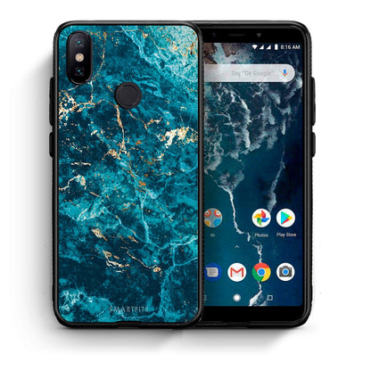 Θήκη Xiaomi Mi A2 Marble Blue από τη Smartfits με σχέδιο στο πίσω μέρος και μαύρο περίβλημα | Xiaomi Mi A2 Marble Blue case with colorful back and black bezels