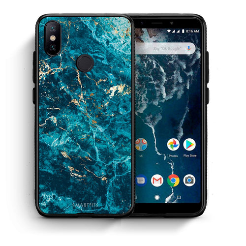 Θήκη Xiaomi Mi A2 Marble Blue από τη Smartfits με σχέδιο στο πίσω μέρος και μαύρο περίβλημα | Xiaomi Mi A2 Marble Blue case with colorful back and black bezels