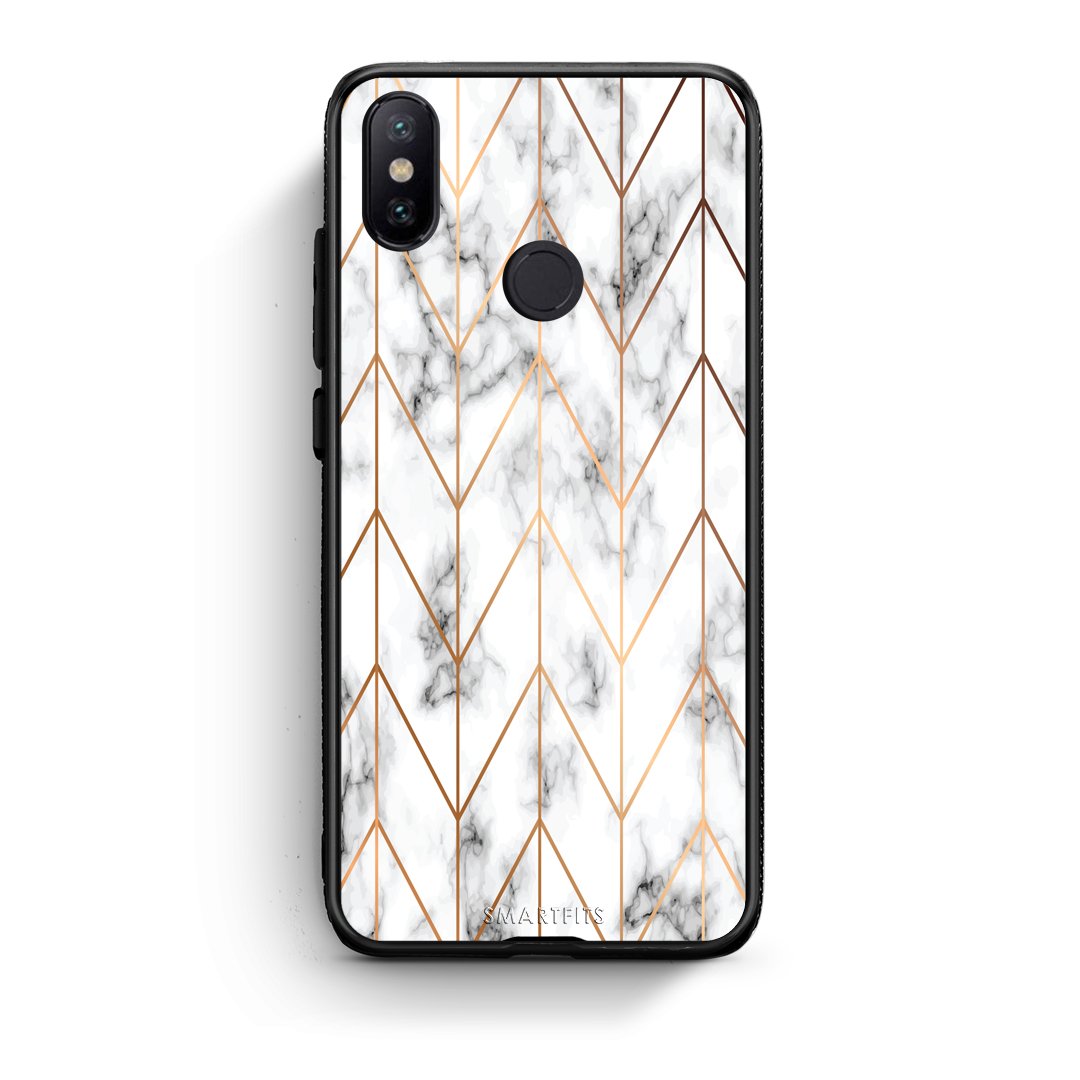 44 - Xiaomi Mi A2  Gold Geometric Marble case, cover, bumper